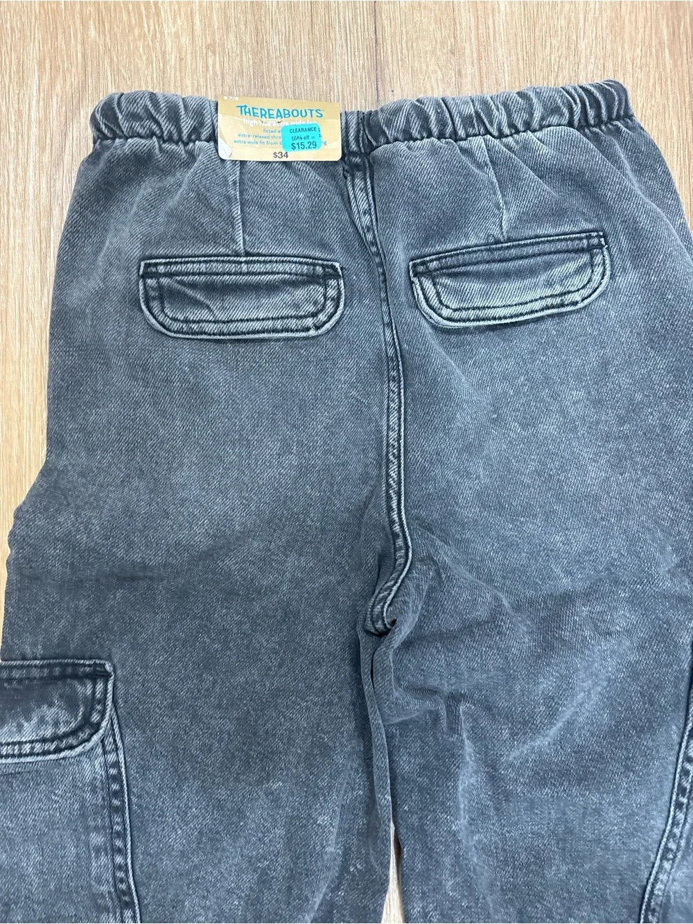 Girl Wide Leg Cargo Jeans - Washed Black